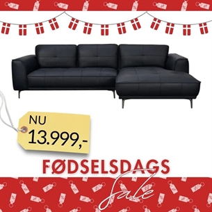 Sofa Model Barcelona - Chaise højre - Fuld læder sort